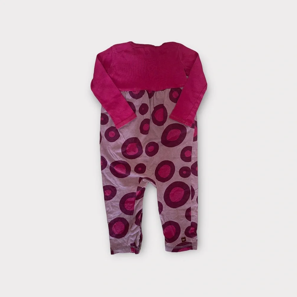 Tea Collection Purple & Maroon Spot Pattern Romper